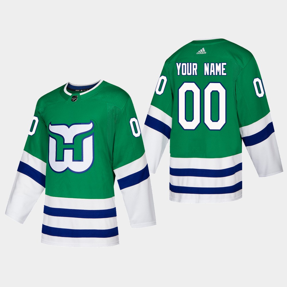Hartford Whalers Custom Adidas 2019-20 Heritage Authentic Player NHL Jersey Green->customized mlb jersey->Custom Jersey